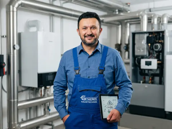 Heizungsbaumeister Musa Alparslan Güldes von G-Therm Haustechnik in Bochum bei der Arbeit.